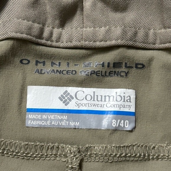 Columbia Omni-Shield Cropped Pants, Size 8 Tan Snap Drawstring Lightweight - Picture 9 of 13